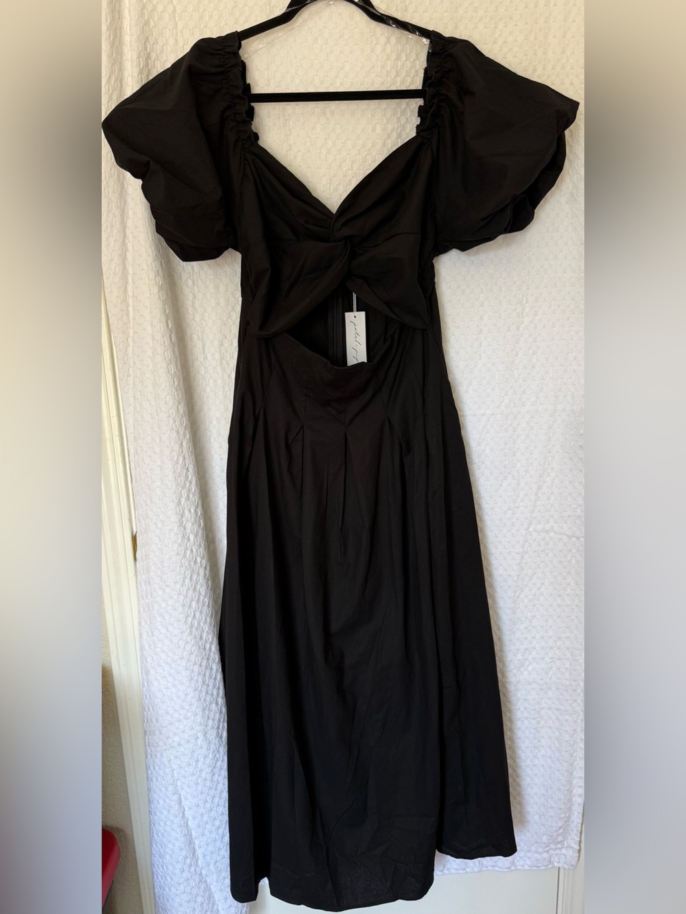 Petal & Pup Maria Puff Sleeve Cutout Midi Dress Black XL NWT - Picture 4 of 10